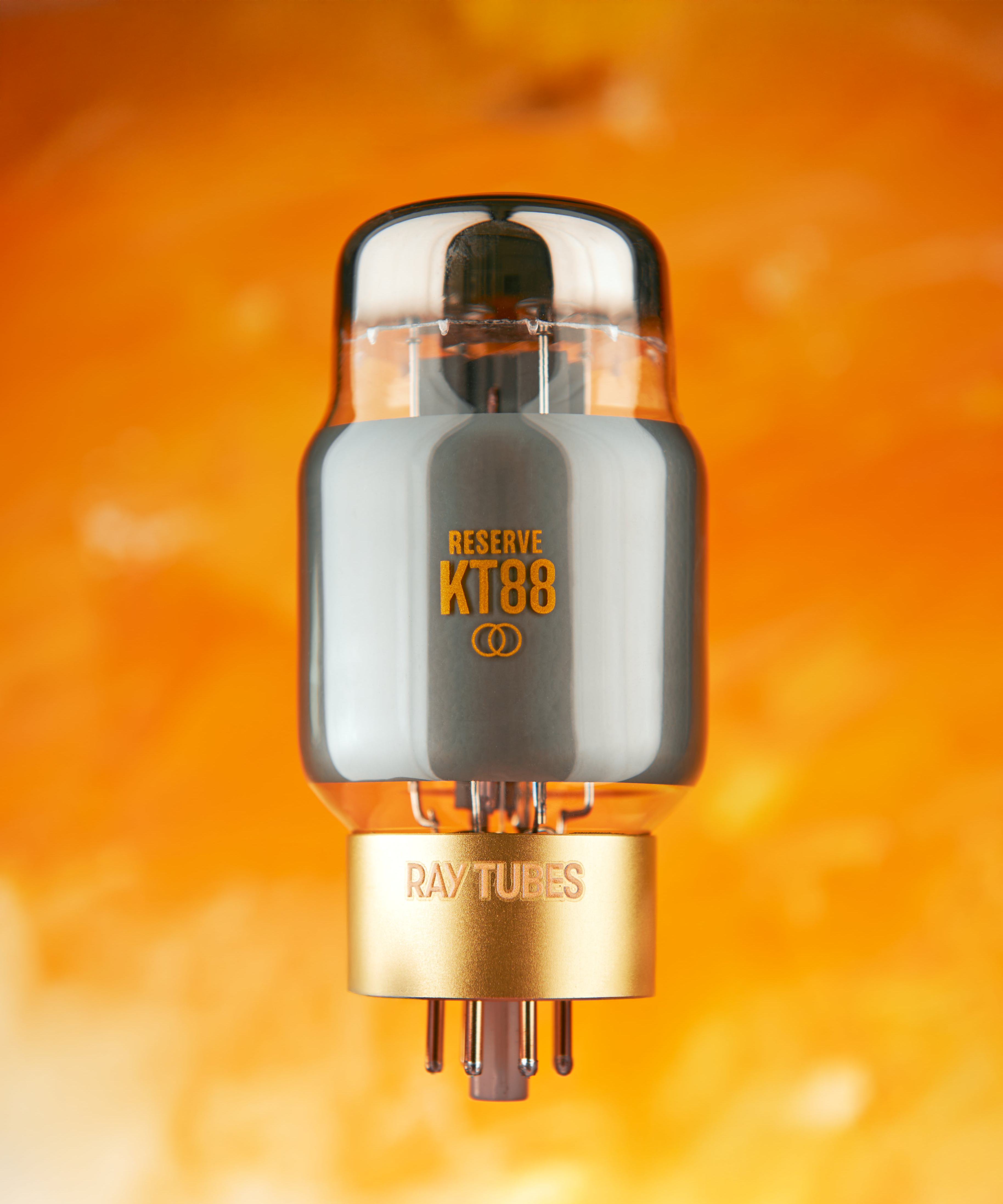 Ray Tubes KT88 vacuum tube against an orange background
